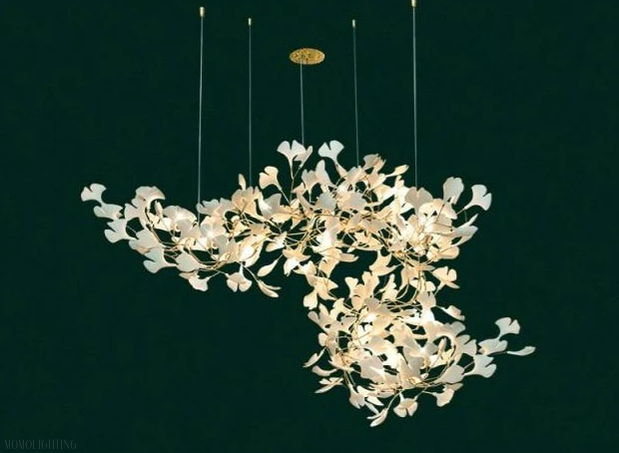 Vertical Modern Ceramic Ginkgo Tree Petal Chandelier 4 Size-Momo Lighting