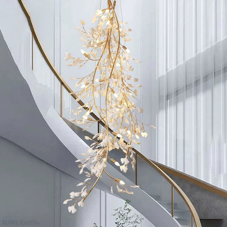 Vertical Modern Ceramic Petal Chandelier Stair Light-Momo Lighting