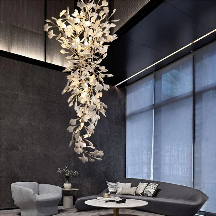 Vertical Modern Ceramic Petal Chandelier Stair Light-Momo Lighting