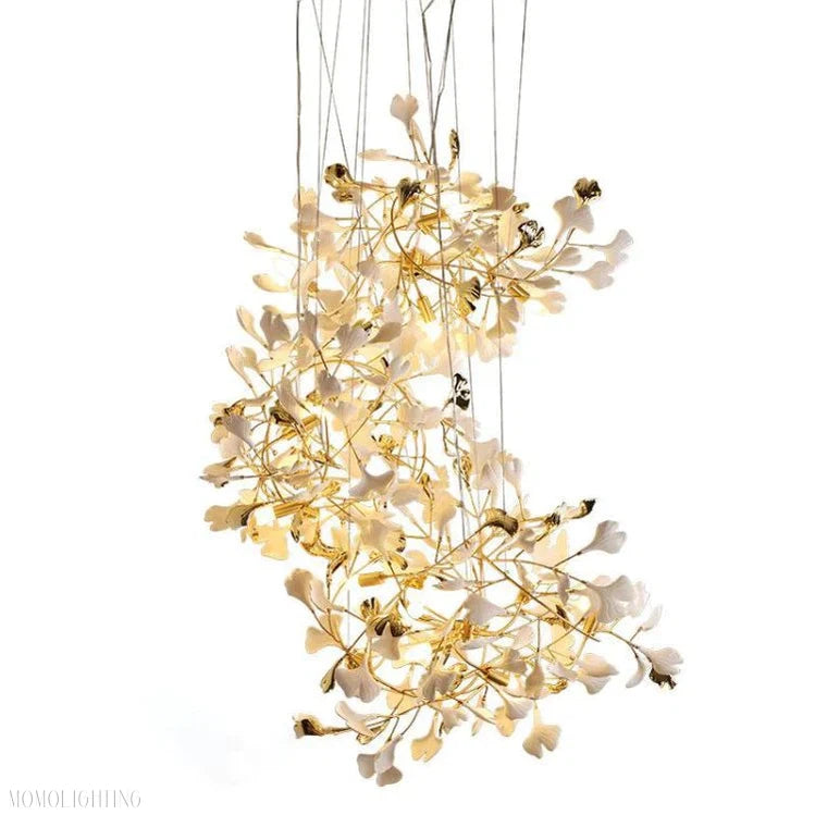 Vertical Modern Ceramic Petal Chandelier Stair Light-Momo Lighting
