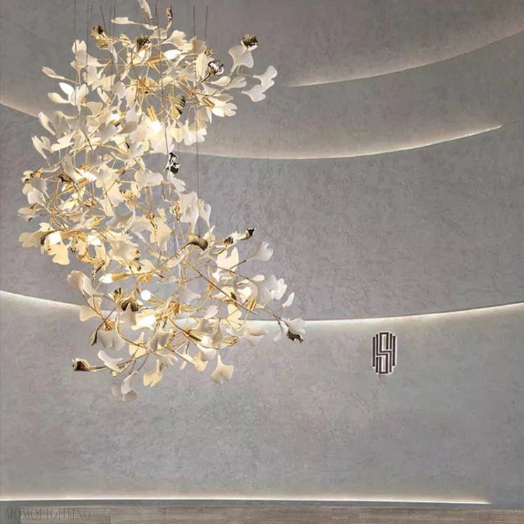 Vertical Modern Ceramic Petal Chandelier Stair Light-Momo Lighting