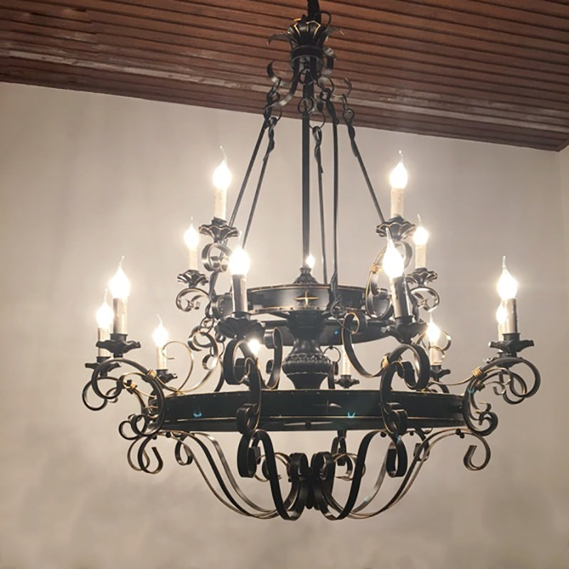 Vintage Iron Simple Candle Art Chandelier for Living Room / Villa / Stairs-Momo Lighting