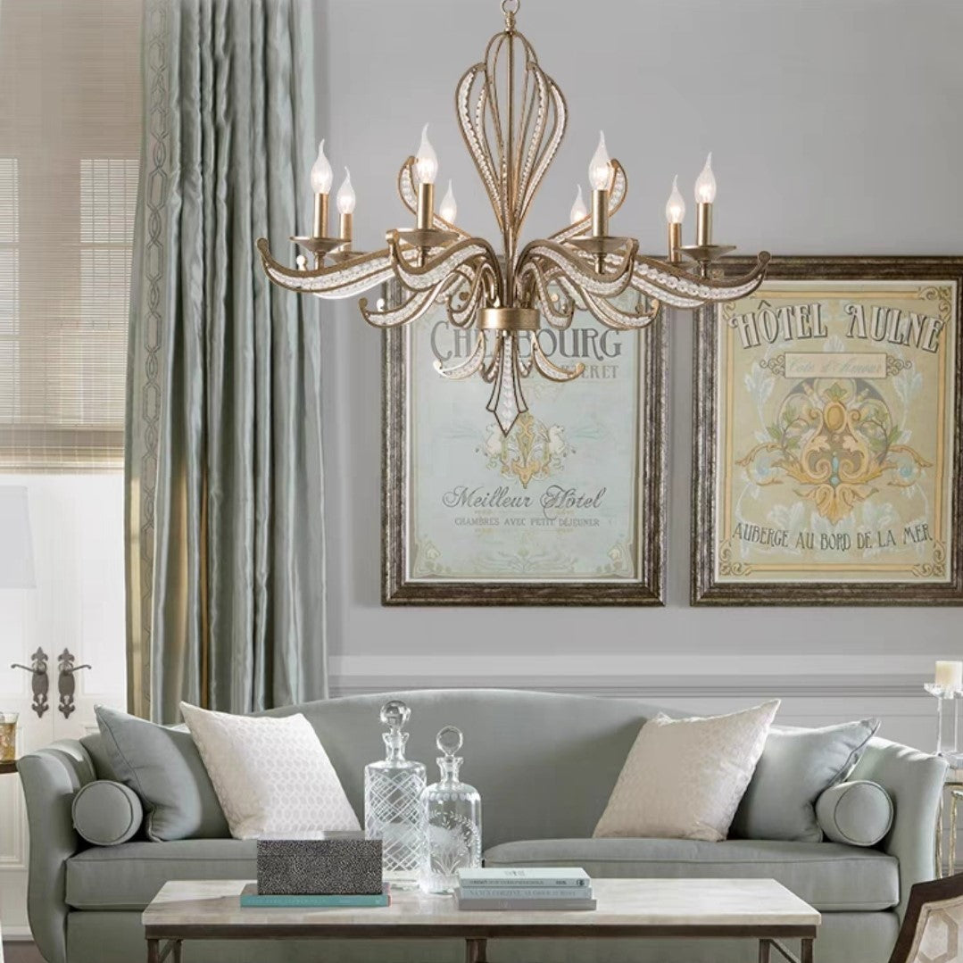 Vintage Style Silver Candle Chandelier for Living Room/Dining Room-Momo Lighting