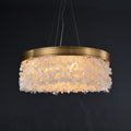 White Leaves Brass Framework Round Chandelier-Momo Lighting