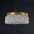 White Leaves Brass Framework Round Chandelier-Momo Lighting