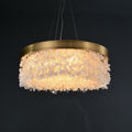 White Leaves Brass Framework Round Chandelier-Momo Lighting