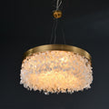 White Leaves Brass Framework Round Chandelier-Momo Lighting