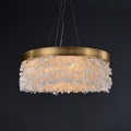 White Leaves Brass Framework Round Chandelier-Momo Lighting