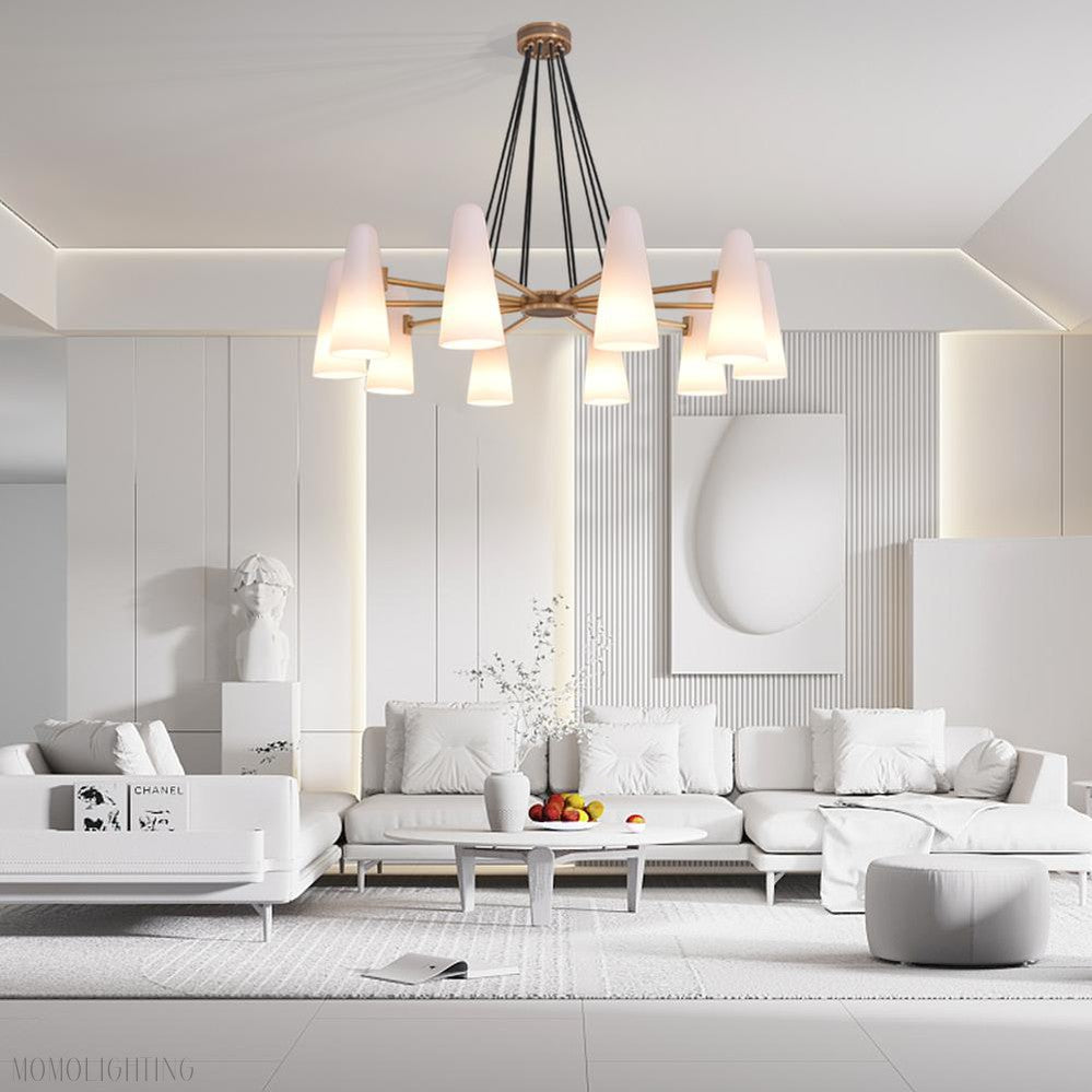 White Porcelain Round Chandelier 10-Lights-Momo Lighting