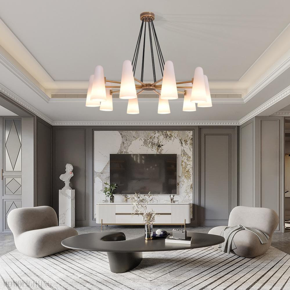 White Porcelain Round Chandelier 10-Lights-Momo Lighting