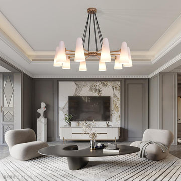 White Porcelain Round Chandelier 10-Lights-Momo Lighting