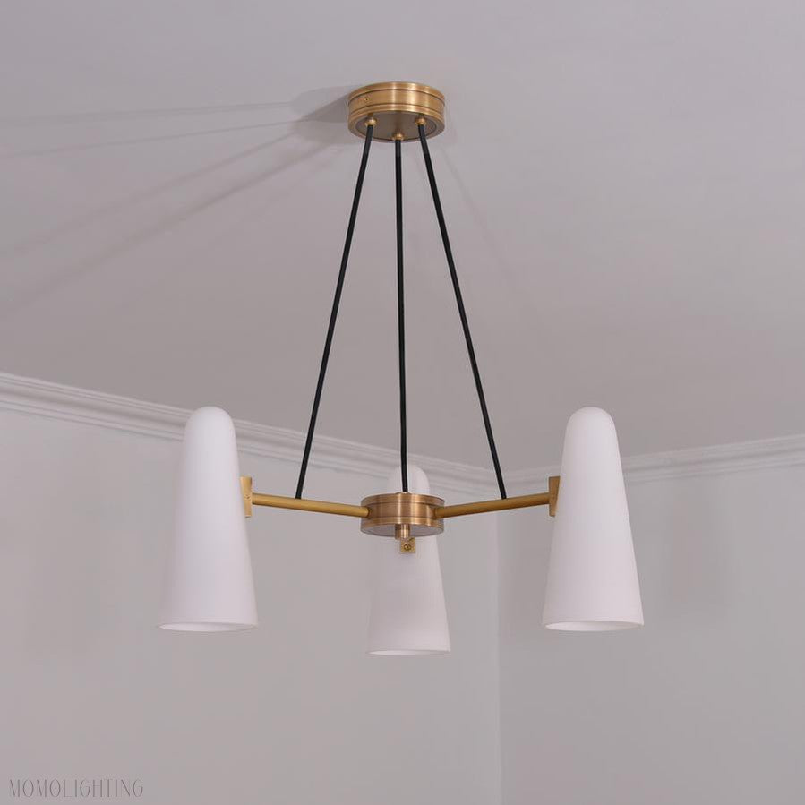 White Porcelain Round Chandelier 3-Lights-Momo Lighting