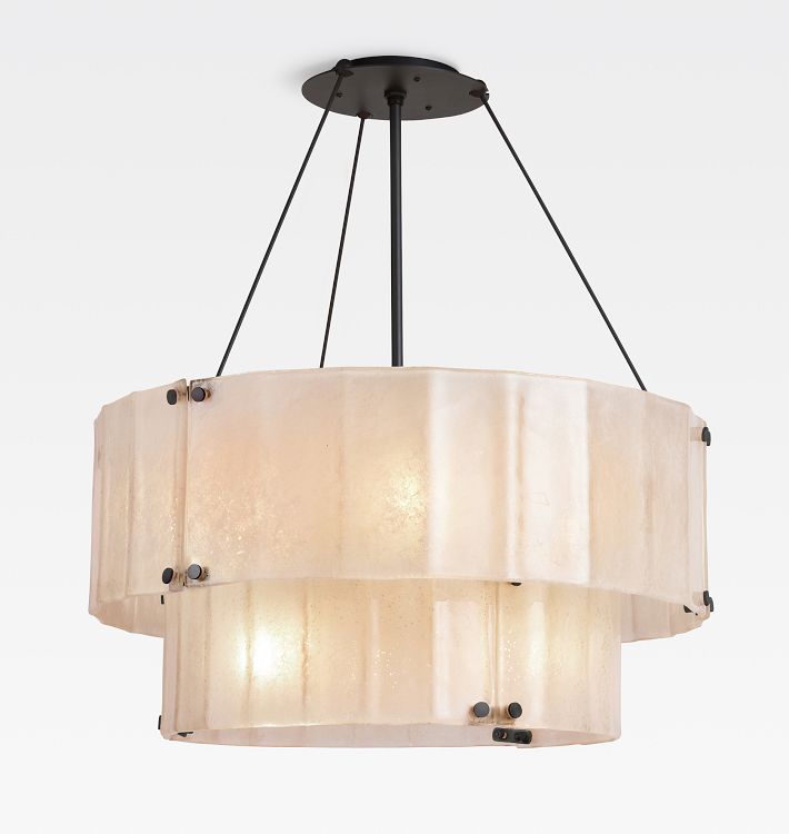 Willamette Glass Round Chandelier 2-Tier 32''-Momo Lighting