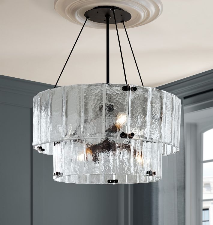 Willamette Glass Round Chandelier 2-Tier 32''-Momo Lighting