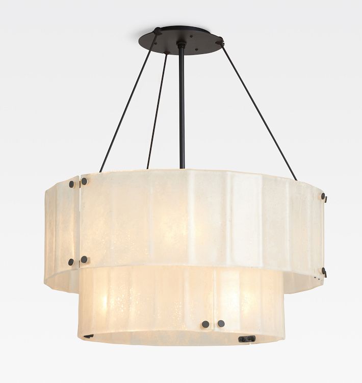 Willamette Glass Round Chandelier 2-Tier 32''-Momo Lighting