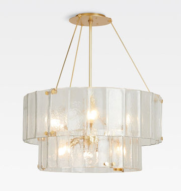 Willamette Glass Round Chandelier 2-Tier 32''-Momo Lighting