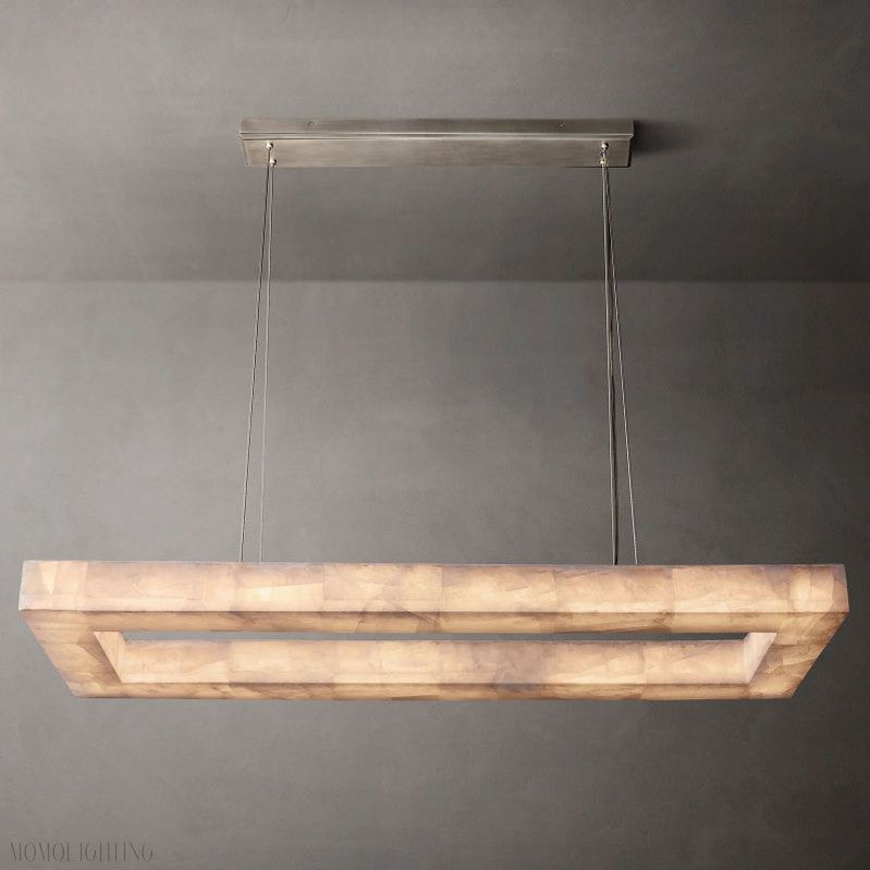 Alabaster Riven Rectangular Chandelier 54"