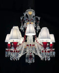 Custom Made Lustre 12 Lights Clear & Red Crystal Chandelier in Gold - Blushlighting