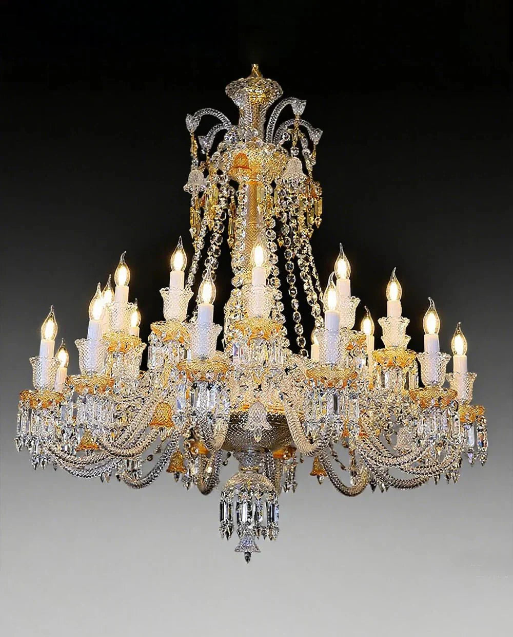 Duplicated 24 Lights Clear & Amber Crystal Lighting Chandelier - Blushlighting