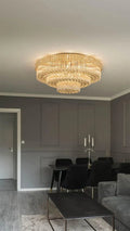 Extra Large Three Layers Round Luxury Flush Mounted Crystal Chandelier for Living Room - Blushlighting