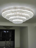 Extra Large Three Layers Round Luxury Flush Mounted Crystal Chandelier for Living Room - Blushlighting