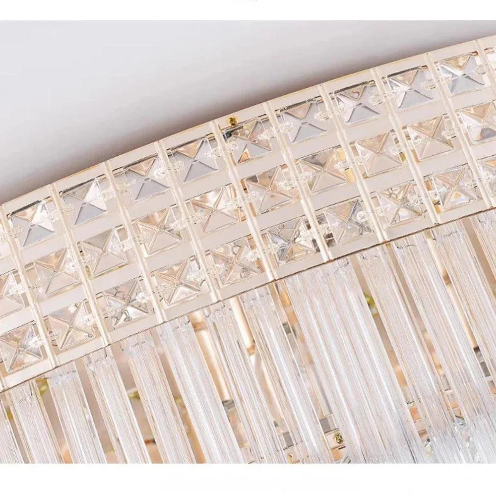 Extra Large Three Layers Round Luxury Flush Mounted Crystal Chandelier for Living Room - Blushlighting