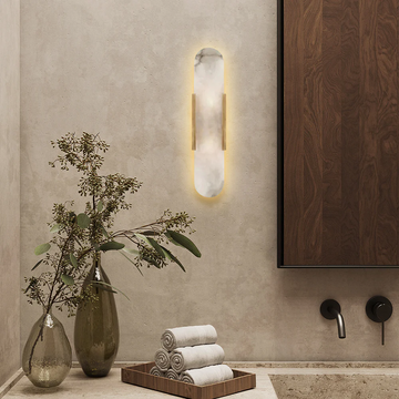 Kelly Modern Alabaster Wall Sconce 20"H, 28"H
