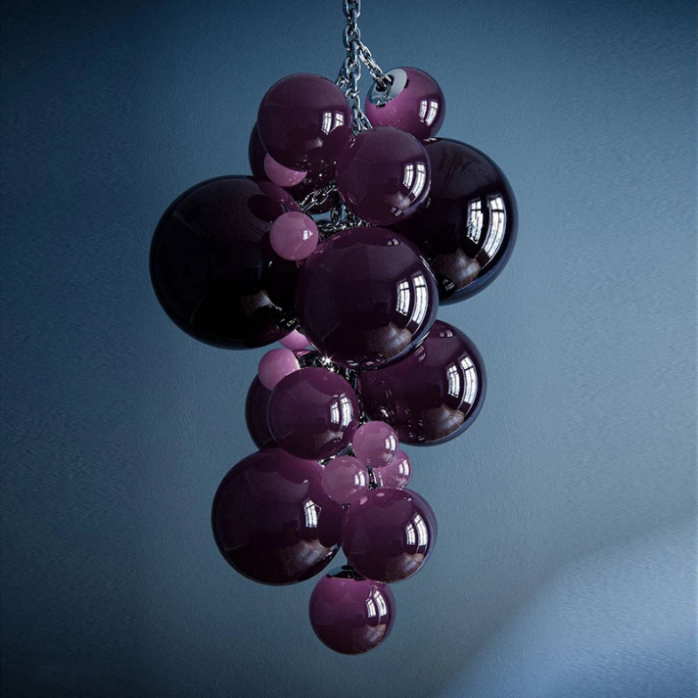 Fruit Grape Hanging Swag Chandelier-Purple-23.6" D * 39.4" H-Cold White