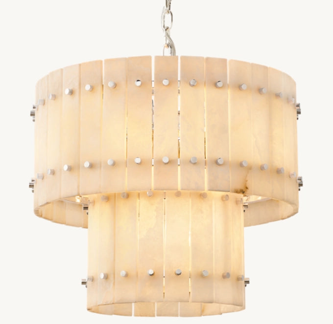 San Marco Alabaster Round Tiered Chandelier 22"