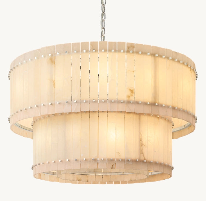 San Marco Alabaster Round Tiered Chandelier 48"