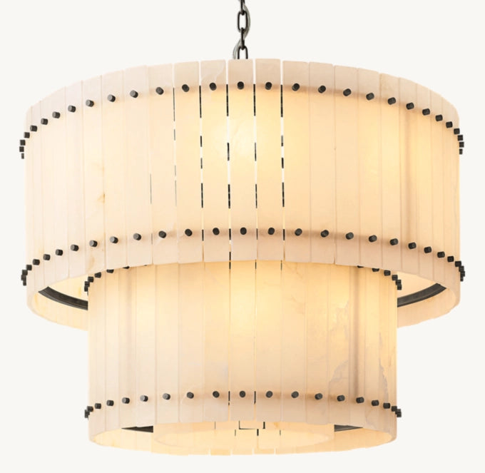 San Marco Alabaster Round Tiered Chandelier 37"