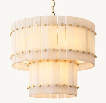 San Marco Alabaster Round Tiered Chandelier 22"