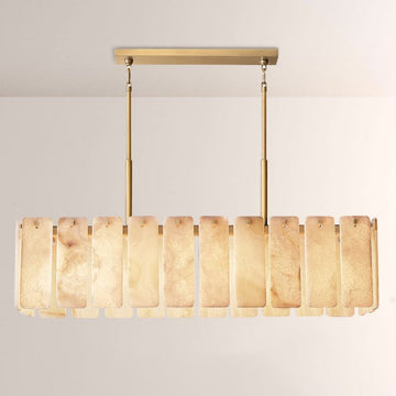 Camette Alabaster Rectangular Chandelier 60"W